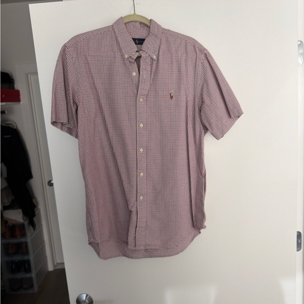 Ralph Lauren Men's Red and White Checkered Shirt